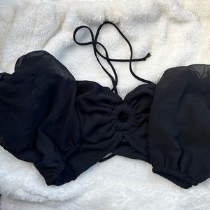 Wild fable puffy sleeve crop top size M